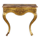 Antique gilded wooden console with marble top, Italy, 19th century.