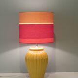 Ceramic table lamp with new handmade lampshade, France 1960