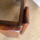 Square coffee table in solid wood and smoked glass – 70s