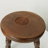 Vintage turned wood tripod stool