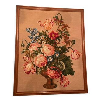 Cross-stitch tapestry flowers