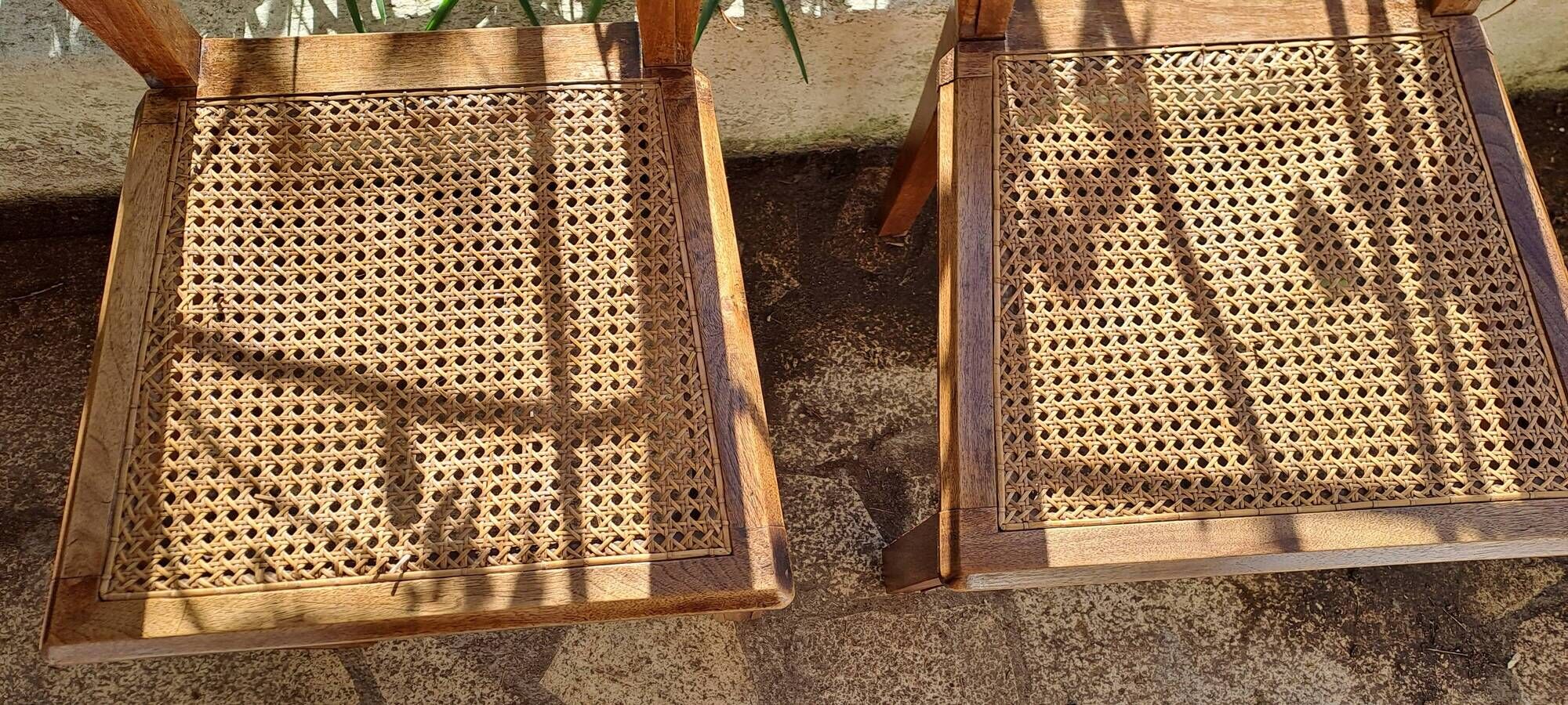 Art deco style chairs carved varnished wood honey brown color 1940