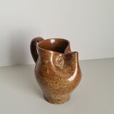 Zoomorphic pitcher owl or owl in pyrite stoneware / collection / ceramics / vintage / France / 50s / mid-century / twentieth century