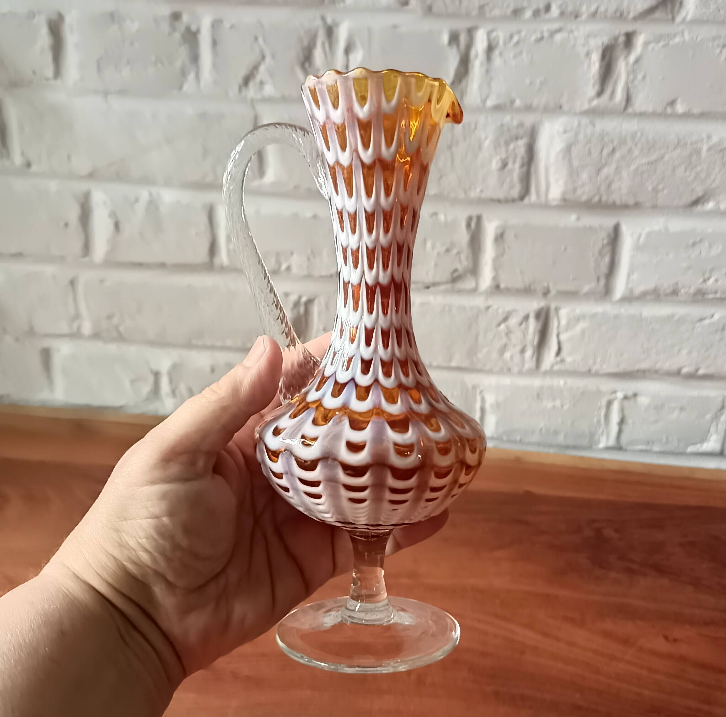 Vintage Murano style amber glass vase