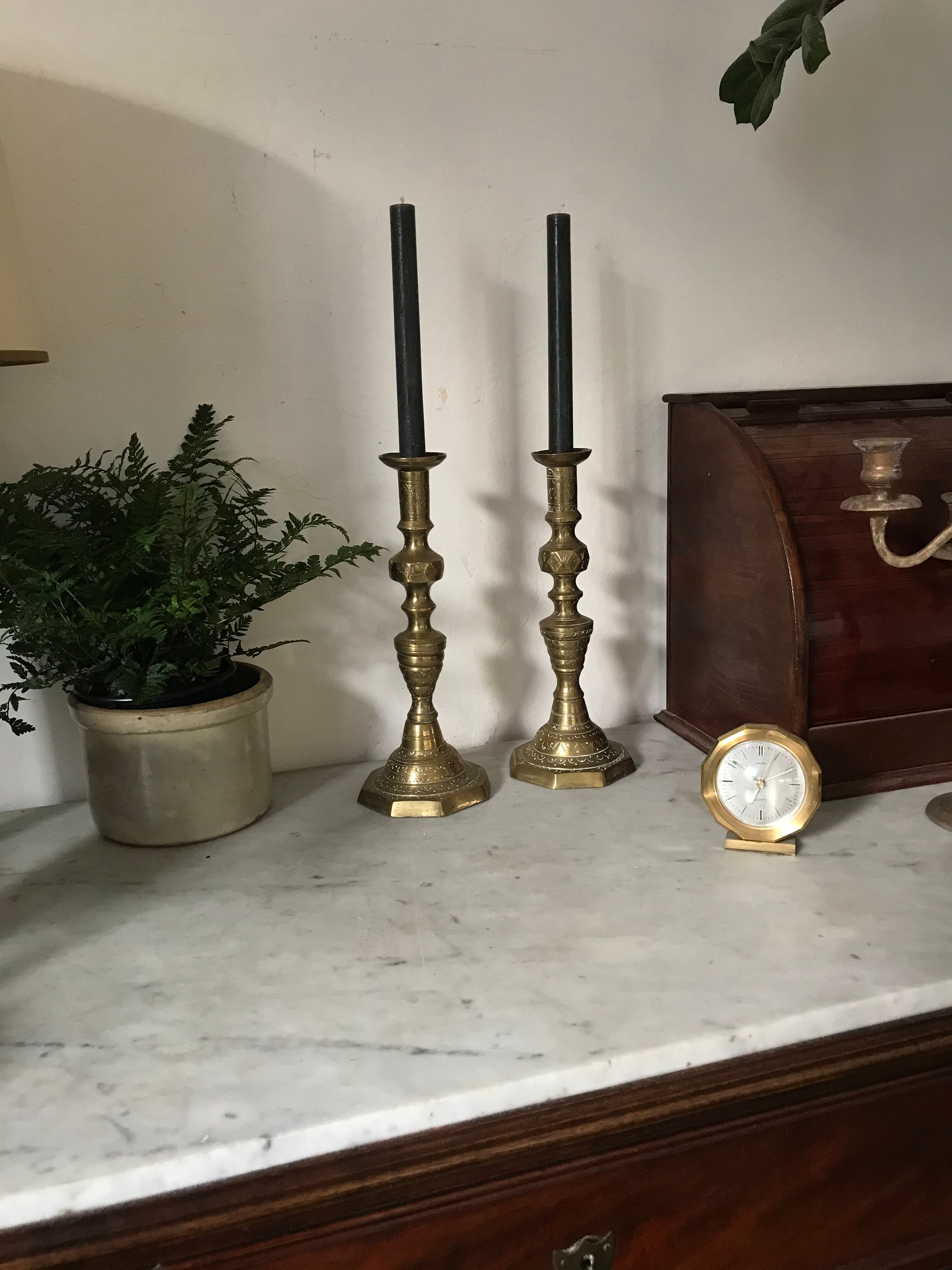 Pair of solid brass candlesticks