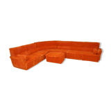 Laauser orange corduroy modular sofa, 70s