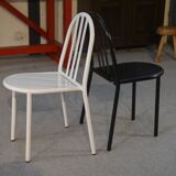 Paire de chaises blanche et noir par Mallet Stevens