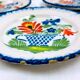Set of 6 antique Auvillar plates – polychrome floral basket decoration