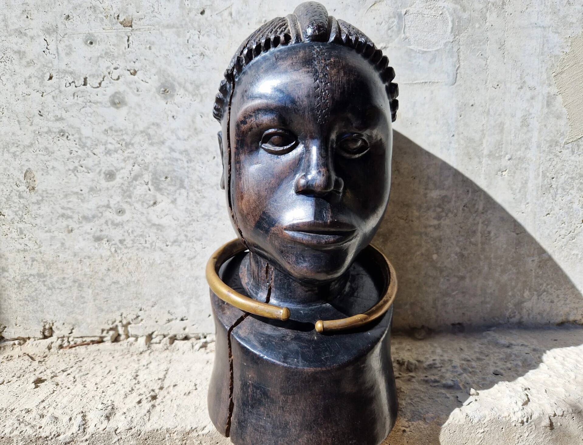 African tribal bust in ebony