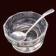 Art Deco thick crystal/glass bowl, silver-plated metal pedestal.