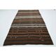 1970s vintage Turkish Oushak handmade wool cotton brown runner rug 170x317