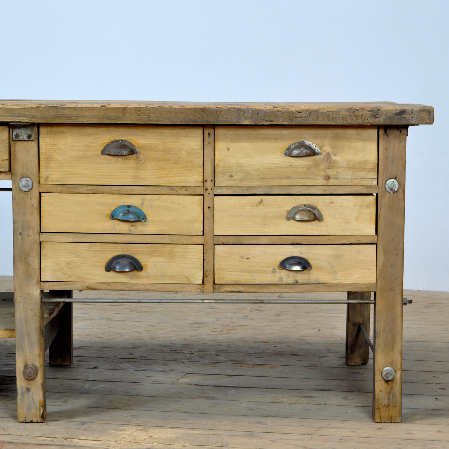 Industrial Wooden Worktable, 1980's