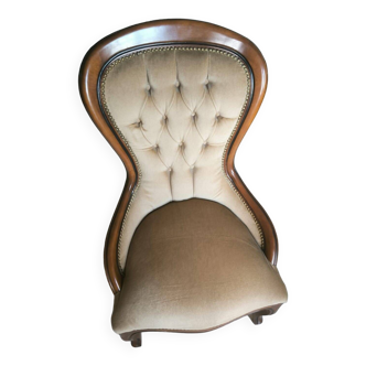 Wood and velvet armchair
