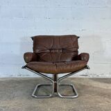 Fauteuil "Wing" en cuir, Harald RELLING, 1980s