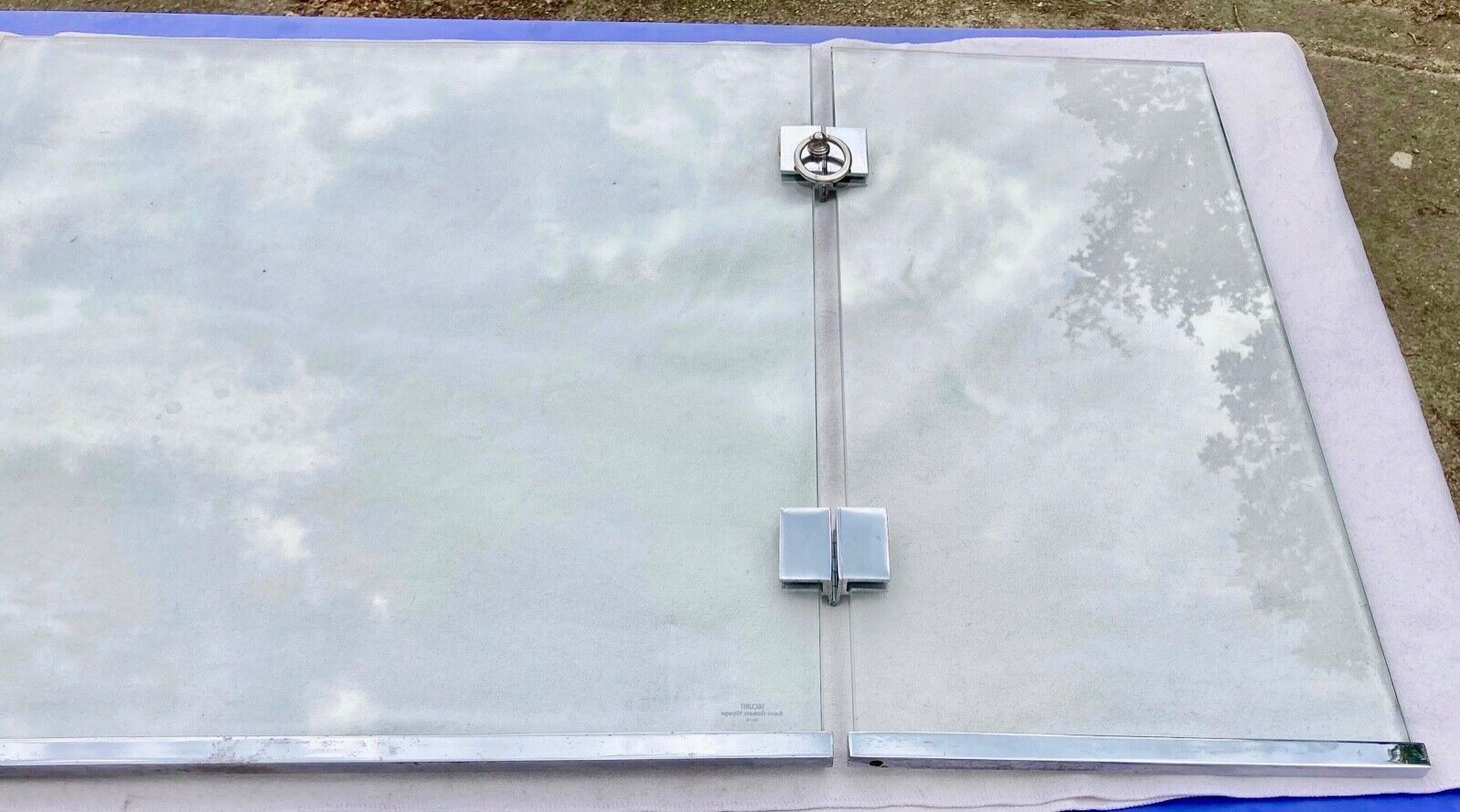 Chimney firewall 3 shutters glass brass nickeled 1930-1940s