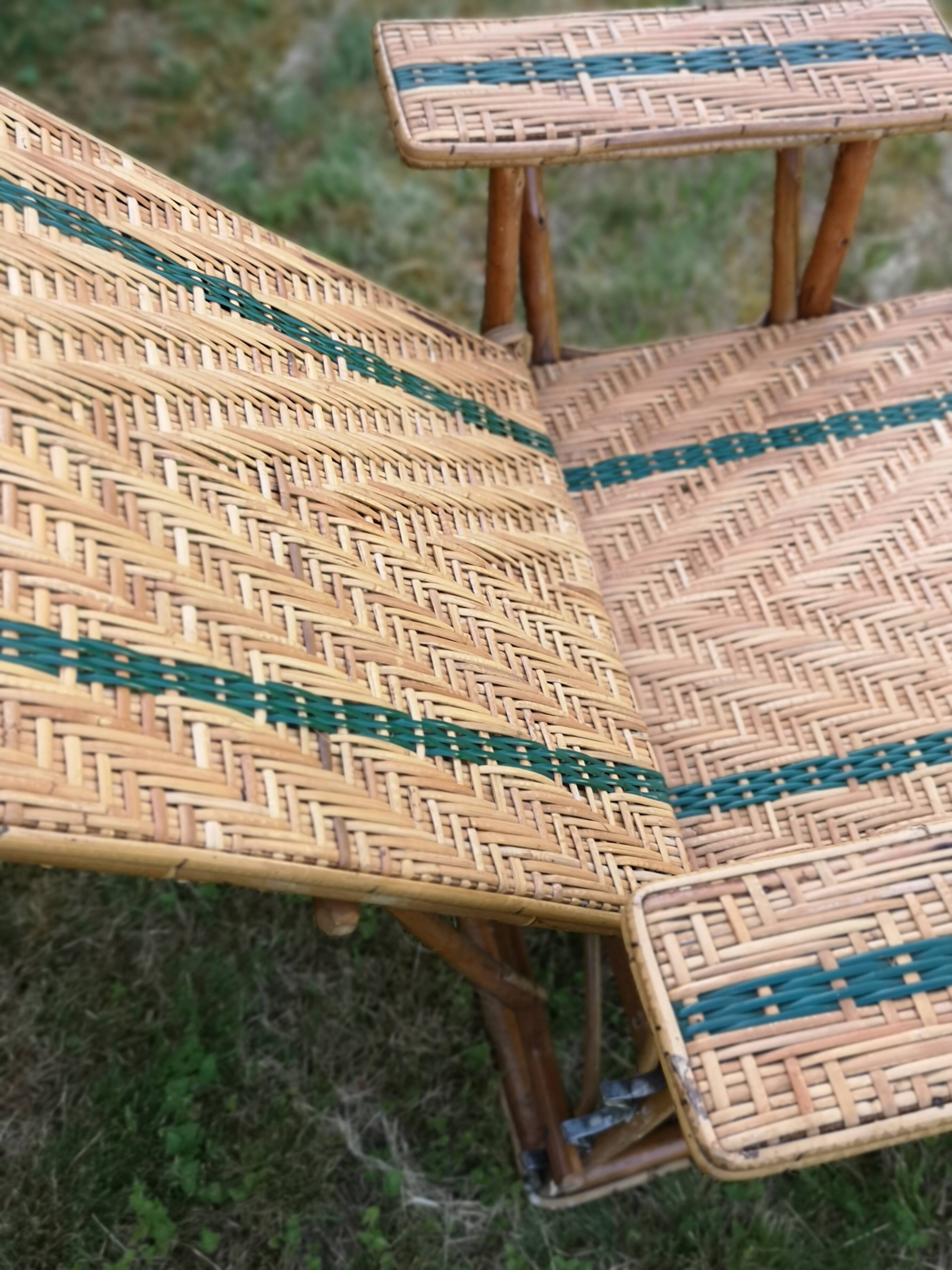 Long rattan chair - bamboo