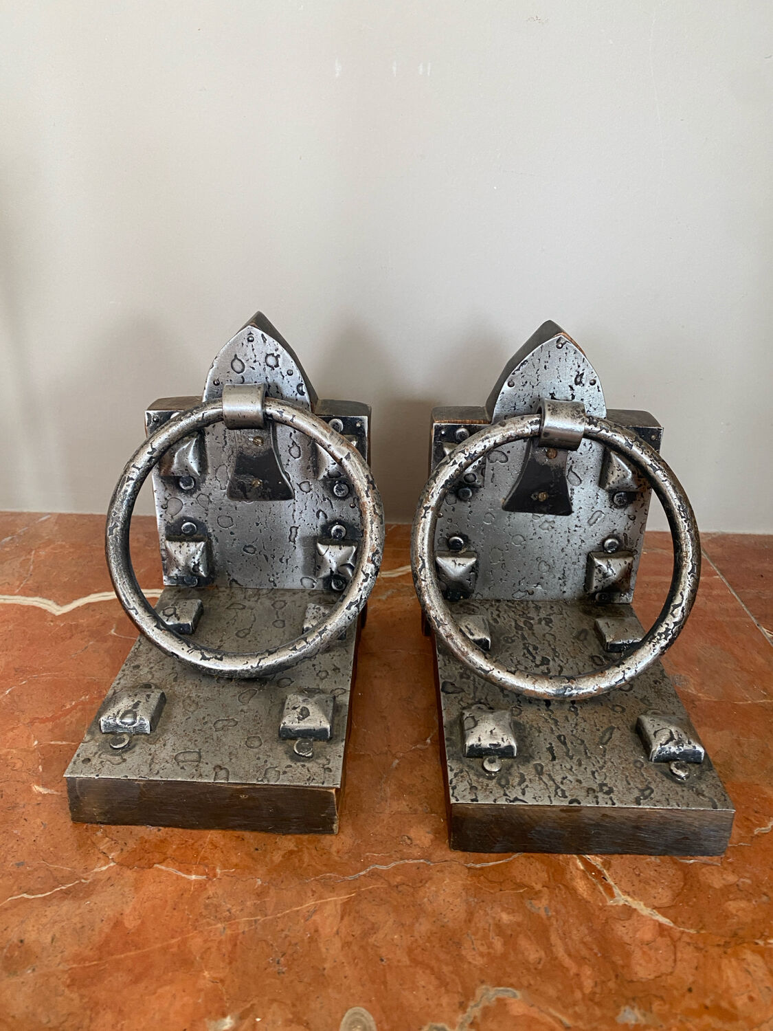 Brutalist bookends pair