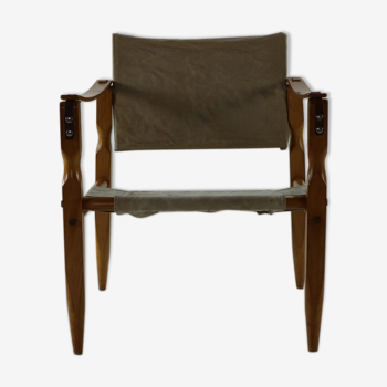 Danish design safari chair with wooden armrests