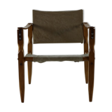 Fauteuil safari de conception danoise avec accoudoirs en bois