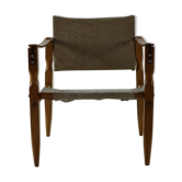 Danish design safari chair with wooden armrests