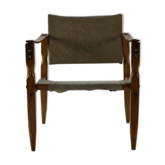 Danish design safari chair with wooden armrests