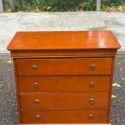 Chest of drawers with 4 drawers in Louis Philippe style, stained cherry wood, 1980.