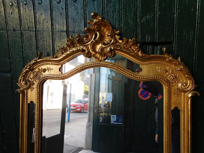 Gilded wooden mirror louis xv with frame
