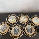 6 under glasses butterfly pattern and rattan