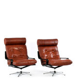 Pair of leather lounge chairs