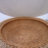 Mushroom table in rattan and glass
