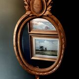 Vintage Swedish Rococo Style Wall Mirror in Gold frame with 2 candle sticks 50s