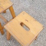 Pair of wooden stools from Gare 1950s