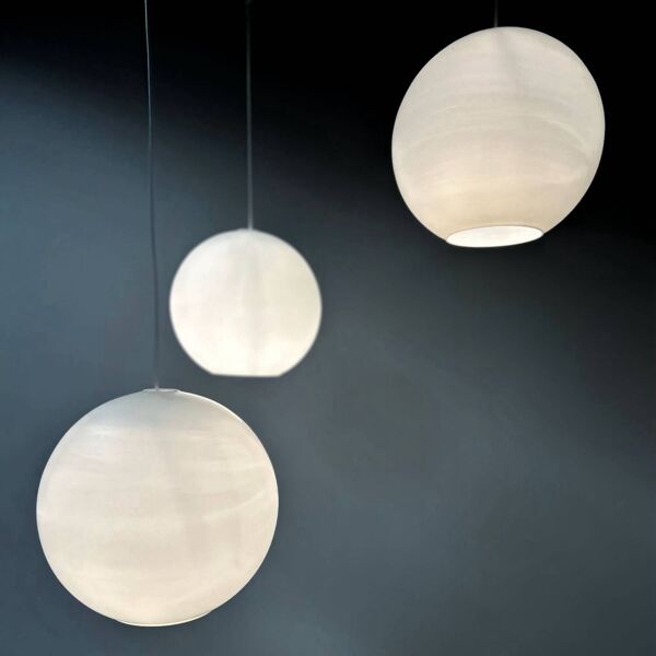 Lampe suspendu du milieu du siècle avec trois grands globes en verre opale par philips, années 1960