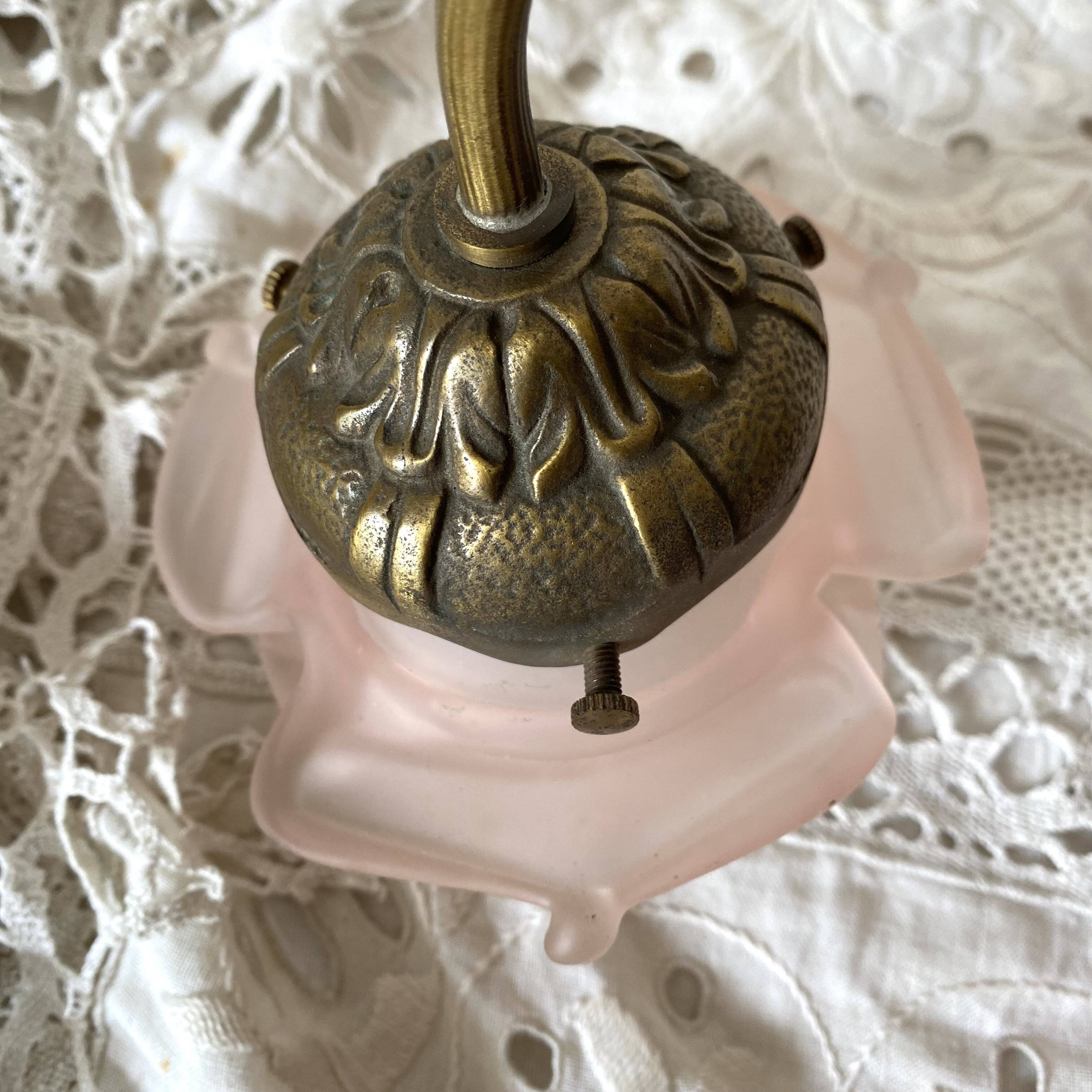 Flower and dragonfly wall lamp in art nouveau style brass