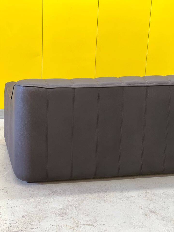 Black leather 3-seater sofa by De Side, from 1970's model 44