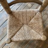 Suite of two low chairs in wood and straw 1960
