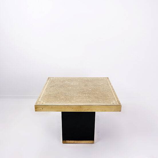 Hollywood Regency Brass Etched Side Table, 1950s