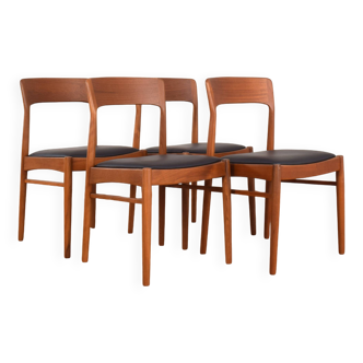 Danish teak and leather dining chairs by Henning Kjærnulf for Korup Stolefabrik, 1960s, set of 4