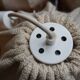 3 70s pendant lights - fabric and rattan