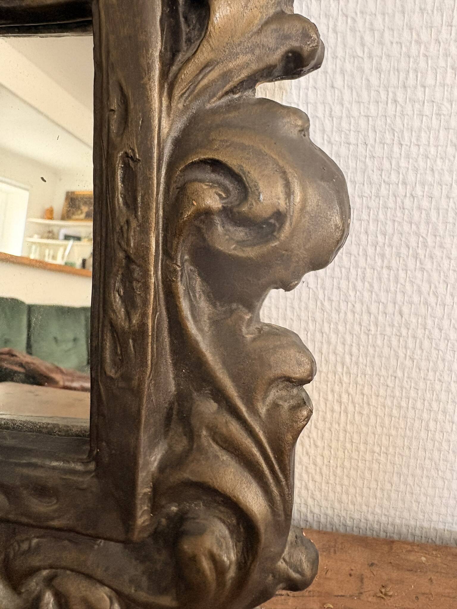 Mirror Frame Terracotta Bronze Patina Rocaille Scrolls Louis XV Style