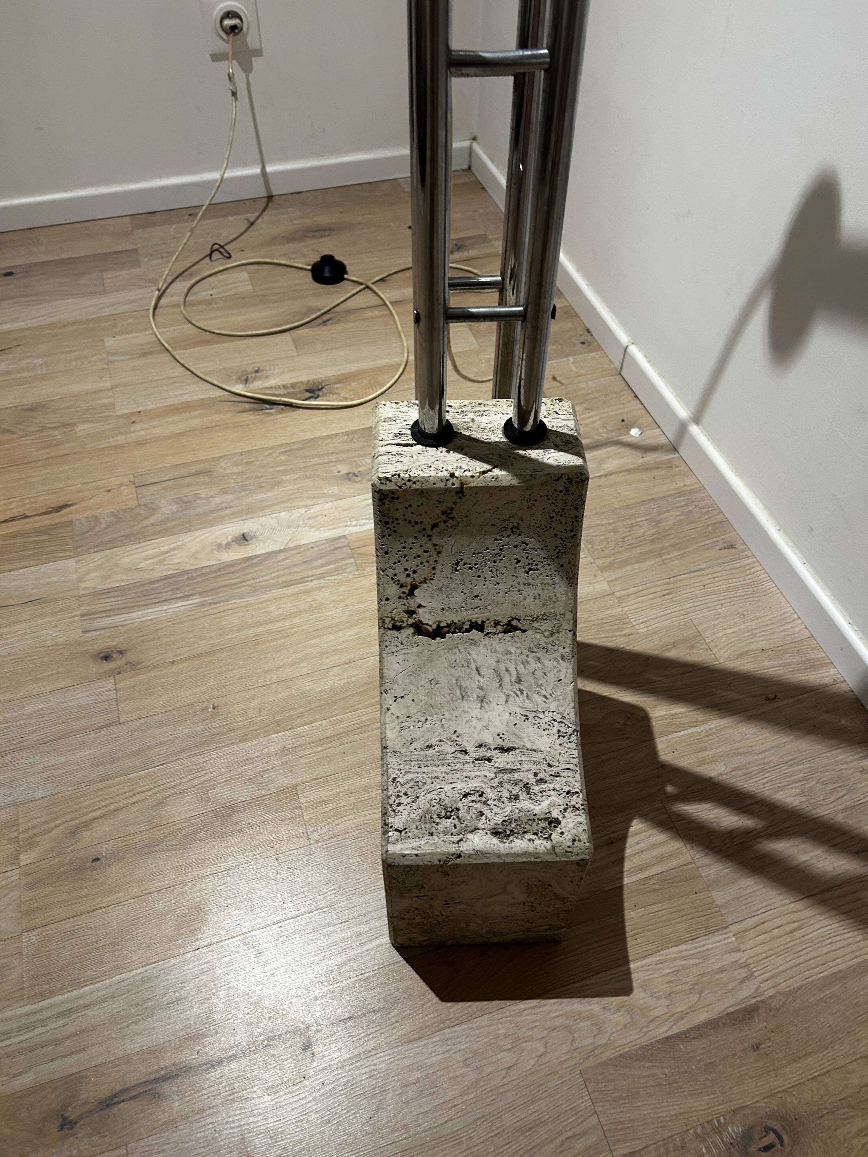 Floor lamp, vintage 1970 in travertine and chrome