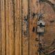 Antique French rustic wardrobe with star inlays.
