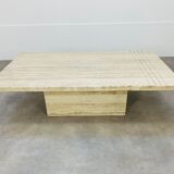 Rectangular travertine coffee table