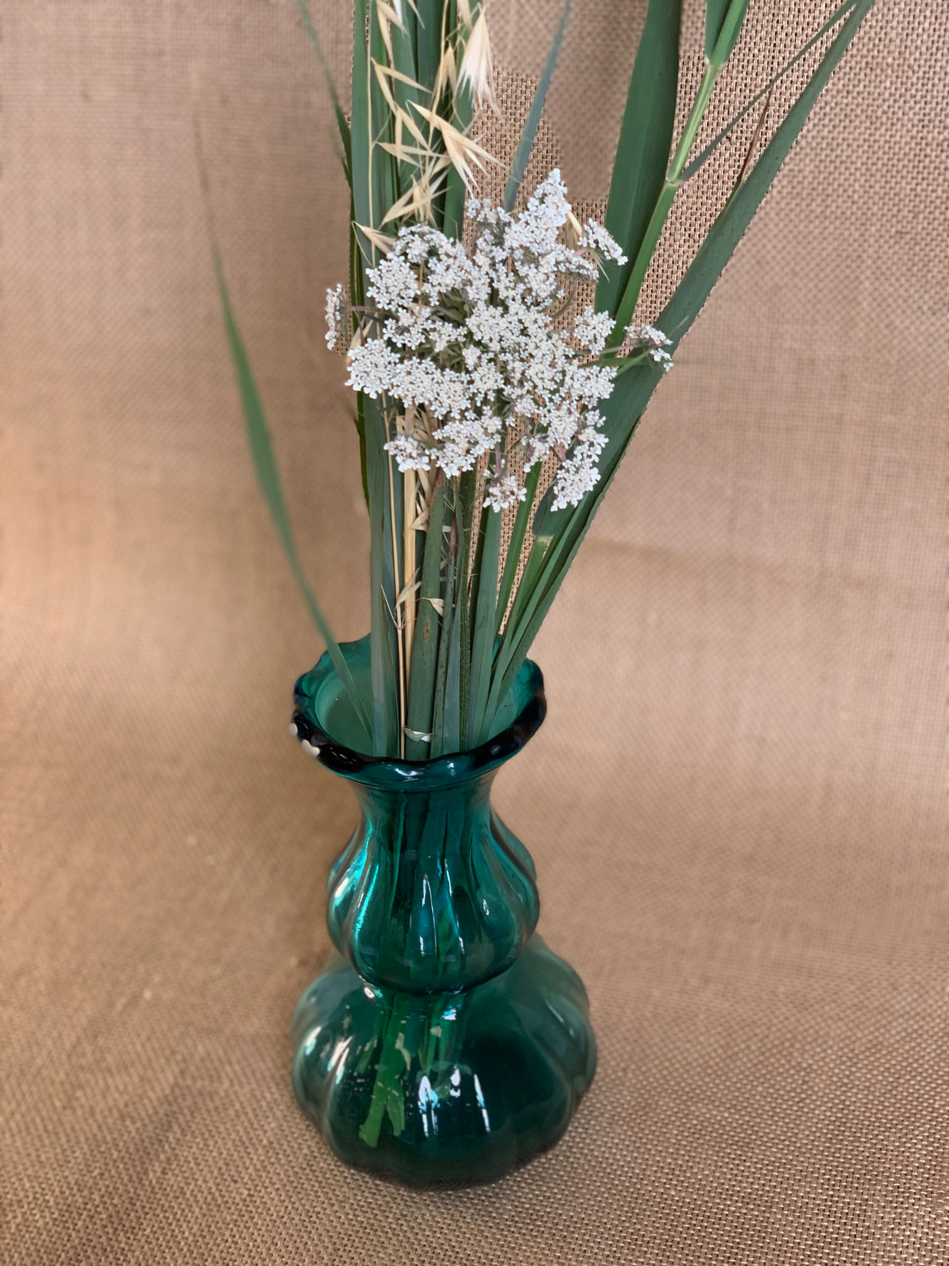 Lagoon blue blown glass vase type murano