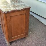Buffet en bois massif 4 tiroirs - marbre rouge - 1950