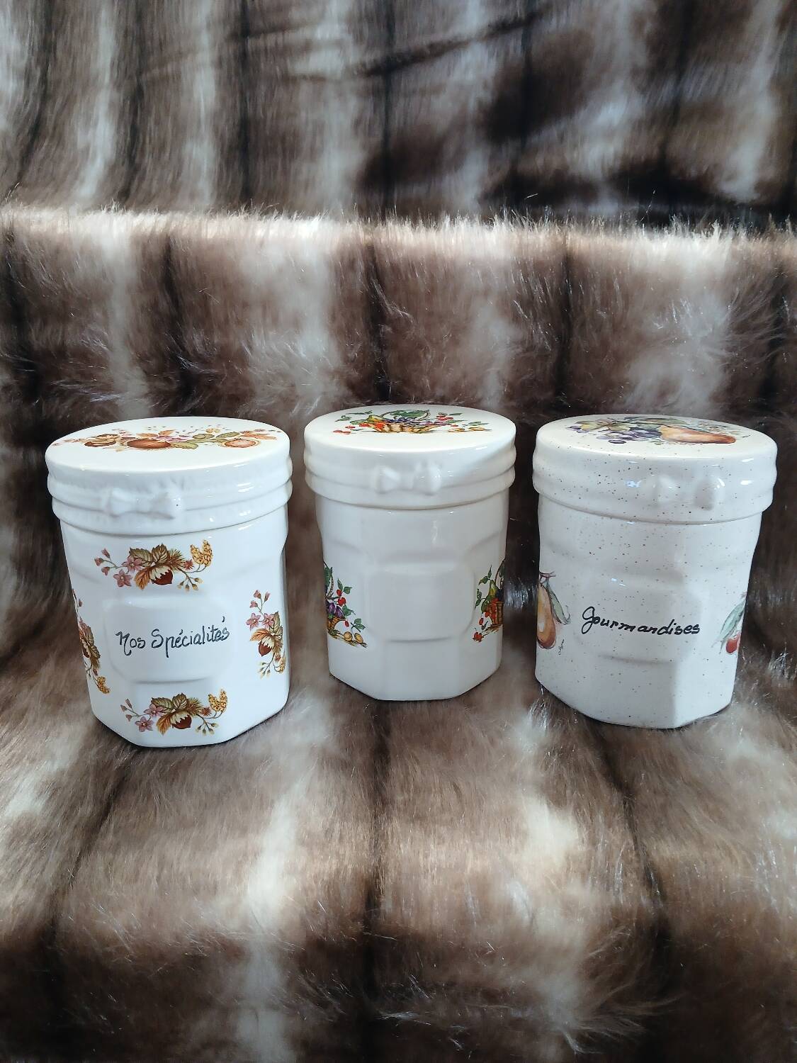 3 antique sweet jars