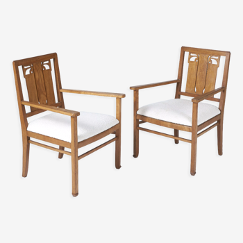 Pair of oak armchairs 1970s