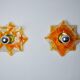 Pair of Murano Mazzega wall lights, orange frosted glass, Italy, 1970
