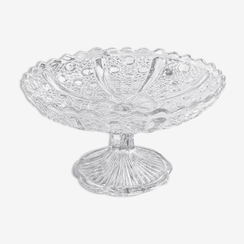 Compotier ou plat sur piedouche en verre moulé