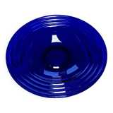 Large blue glass fruit dish or bowl